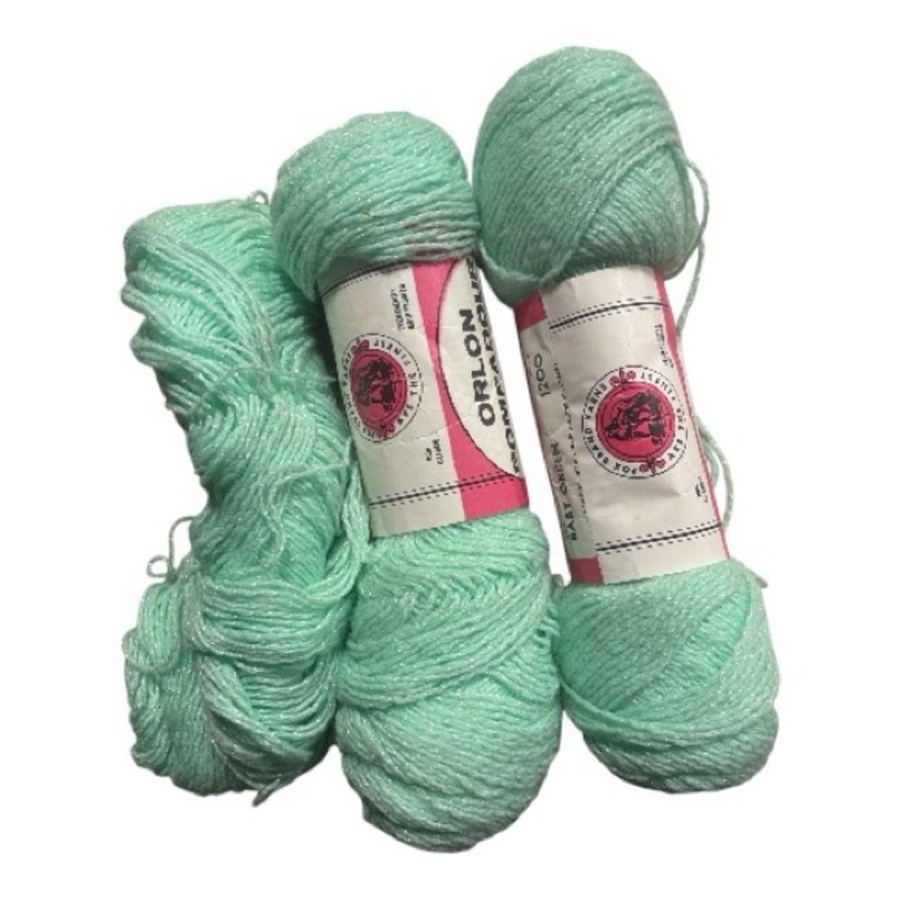 Vintage Fox Brand Yarns Baby Green Orlon Pompadour Yarn Bundle